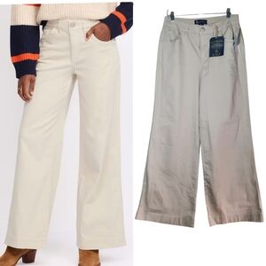 Absolution Skyrise Wide Leg W/ Uneven Release Step Hem Beige Khaki Jeans Travel